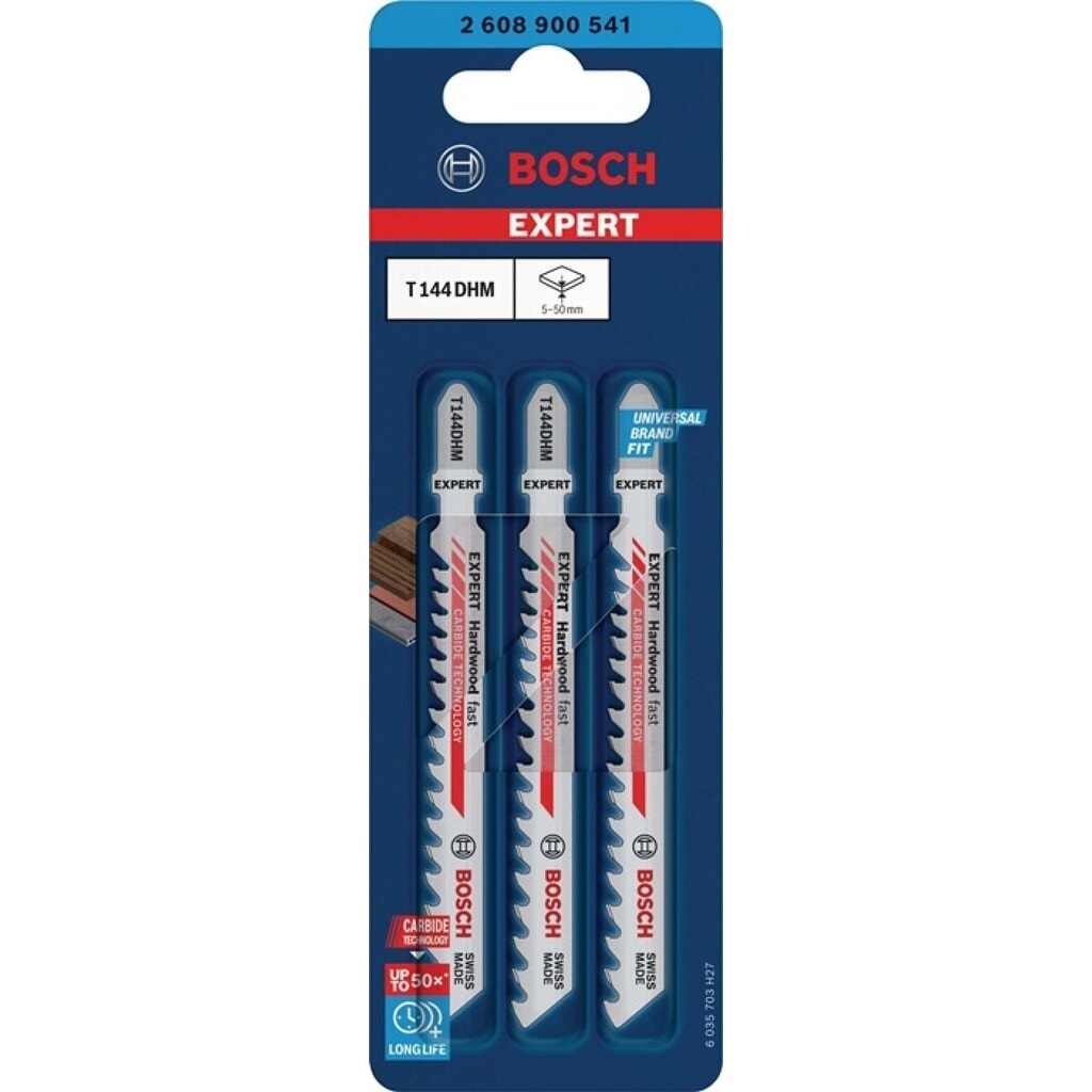 N° de l'image du produit 2 : BOSCH Stichsägeblatt Hardwood Fast T 144 DHM, Zahnteilung 4-5,2 mm, Gesamtlänge 100 mm, 3 Stück / Karte