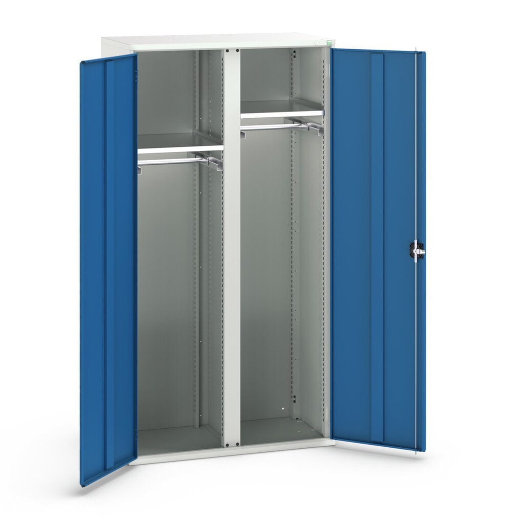 bott Armoire à portes battantes avec tiroirs verso, avec 2 tablettes et 2 tringles à vêtements, lxPxH : 1 050 x 550 x 2 000 mm Illustration du produit: bott Armoire à portes battantes avec tiroirs verso, avec 2 tablettes et 2 tringles à vêtements, lxPxH : 1 050 x 550 x 2 000 mm