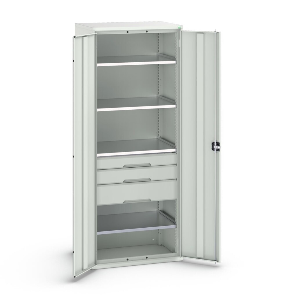 Illustration du produit: bott Armoire à portes battantes avec tiroirs verso, avec 4 tablettes et 3 tiroirs, lxPxH : 800 x 550 x 2 000 mm