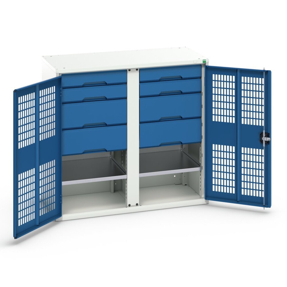 N° de l'image du produit 1 : bott verso Armoire-penderie avec ventilation, avec 2 tablettes, 8 tiroirs, paroi de séparation, lxPxH : 1050 x 550 x 1 000 mm