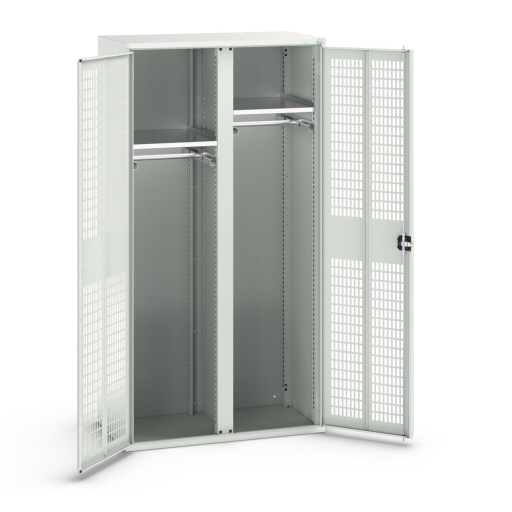 bott verso Armoire-penderie avec ventilation, avec 2 tablettes et paroi de séparation, lxPxH : 1 050 x 550 x 2 000 mm Illustration du produit: bott verso Armoire-penderie avec ventilation, avec 2 tablettes et paroi de séparation, lxPxH : 1 050 x 550 x 2 000 mm