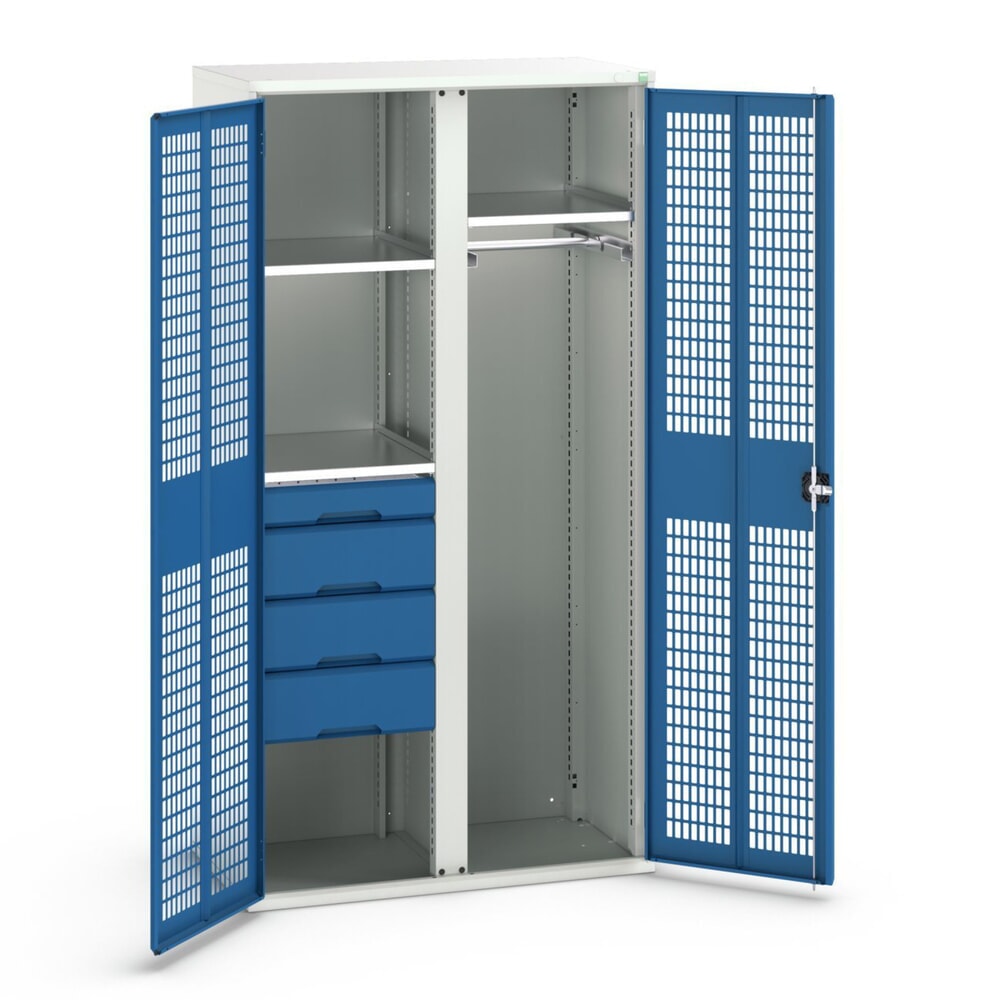N° de l'image du produit 1 : bott verso Armoire-penderie avec ventilation, avec 3 tablettes et 4 tiroirs, lxPxH : 1 050 x 550 x 2 000 mm