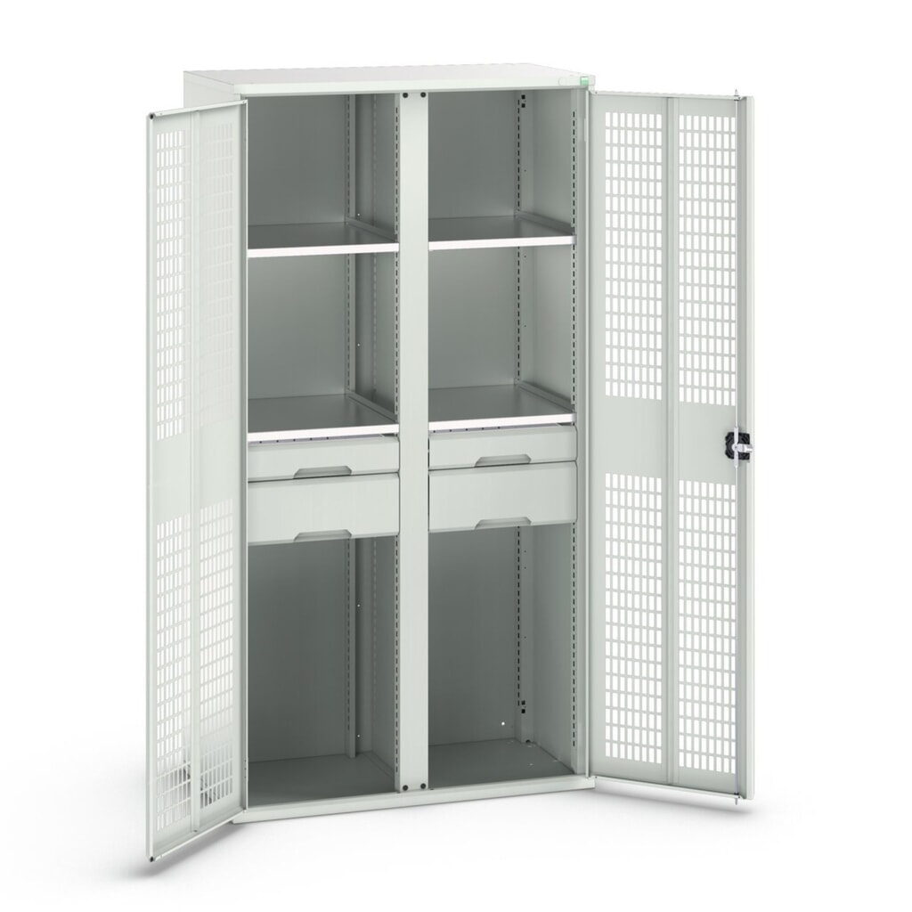 bott verso Armoire-penderie avec ventilation, avec 4 tablettes et 4 tiroirs, lxPxH : 1 050 x 550 x 2 000 mm Illustration du produit: bott verso Armoire-penderie avec ventilation, avec 4 tablettes et 4 tiroirs, lxPxH : 1 050 x 550 x 2 000 mm