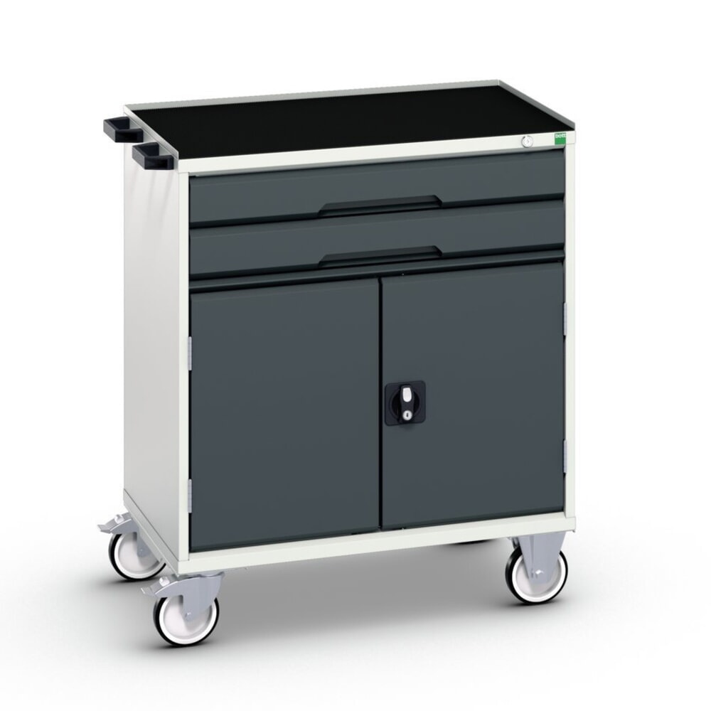 N° de l'image du produit 1 : bott verso Chariot d’atelier, avec 2 tiroirs, porte et rebord anti-chute, lxPxH : 800 x 550 x 965 mm
