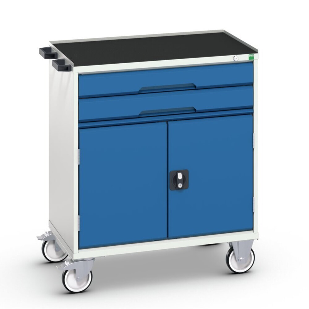 N° de l'image du produit 1 : bott Armoire à tiroirs verso mobile, avec 2 tiroirs, porte et rebord anti-chutes, lxPxH : 800 x 550 x 965 mm
