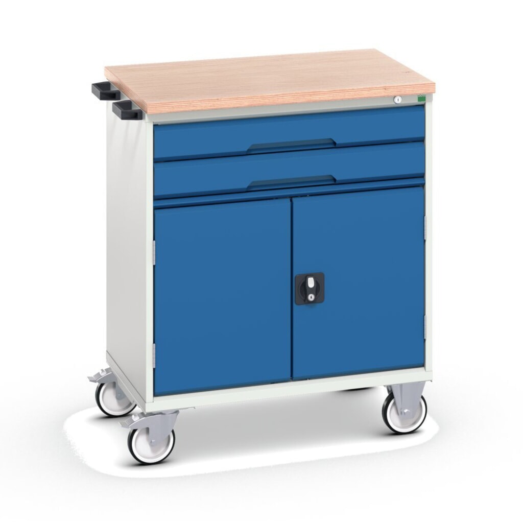bott verso Chariot d’atelier, avec 2 tiroirs, porte et top en multiplex, lxPxH : 800 x 600 x 980 mm Illustration du produit: bott verso Chariot d’atelier, avec 2 tiroirs, porte et top en multiplex, lxPxH : 800 x 600 x 980 mm