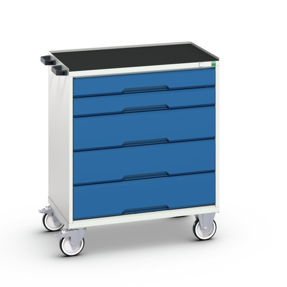 N° de l'image du produit 1 : bott Armoire à tiroirs verso mobile, avec 5 tiroirs et rebord anti-chutes, lxPxH : 800 x 550 x 965 mm