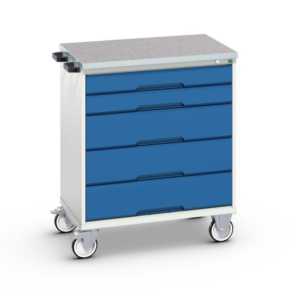 Illustration du produit: bott Armoire à tiroirs verso mobile, avec 5 tiroirs et top en linoléum, lxPxH : 800 x 600 x 980 mm