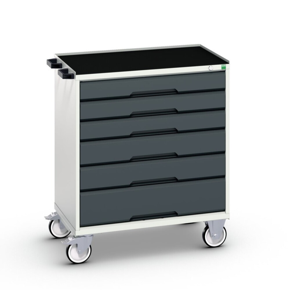 N° de l'image du produit 1 : bott verso Chariot d’atelier, avec 6 tiroirs et rebord anti-chute, lxPxH : 800 x 550 x 965 mm