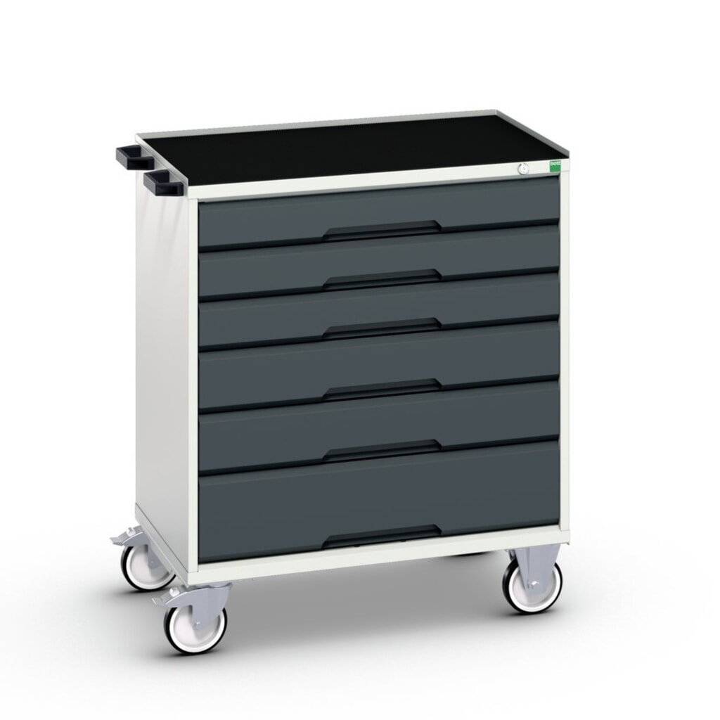 bott verso Chariot d’atelier, avec 6 tiroirs et rebord anti-chute, lxPxH : 800 x 550 x 965 mm Illustration du produit: bott verso Chariot d’atelier, avec 6 tiroirs et rebord anti-chute, lxPxH : 800 x 550 x 965 mm