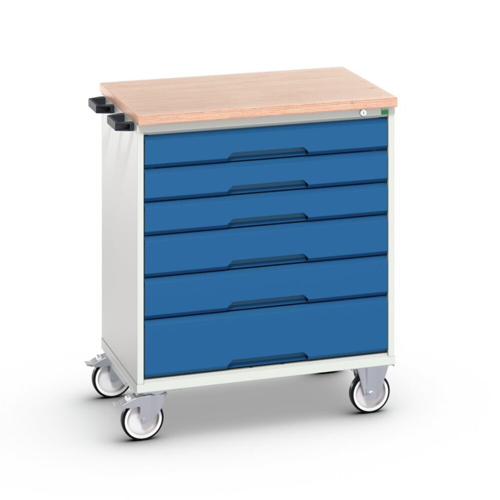N° de l'image du produit 1 : bott verso Chariot d’atelier, avec 6 tiroirs et top en multiplex, lxPxH : 800 x 600 x 980 mm