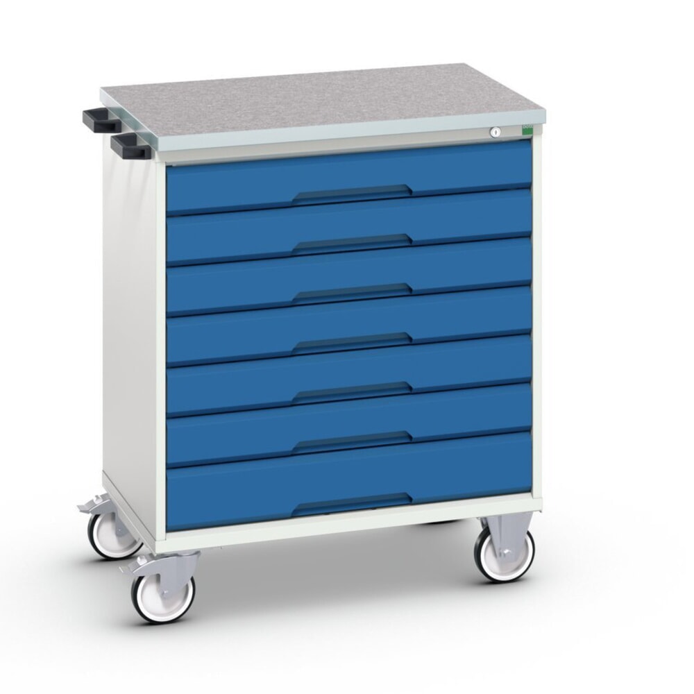 N° de l'image du produit 1 : bott verso Chariot d’atelier, avec 7 tiroirs et top en linoléum, lxPxH : 800 x 600 x 980 mm