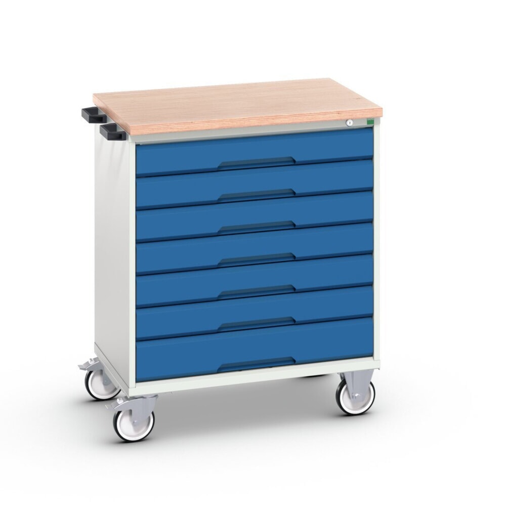 N° de l'image du produit 1 : bott verso Chariot d’atelier, avec 7 tiroirs et top en multiplex, lxPxH : 800 x 600 x 980 mm