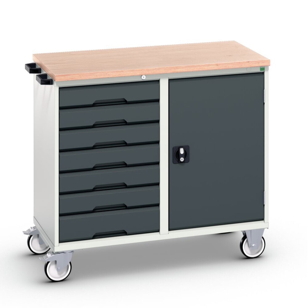 N° de l'image du produit 1 : bott Chariot de montage verso, avec 7 tiroirs, porte et top en multiplex, lxPxH : 1 050 x 600 x 980 mm