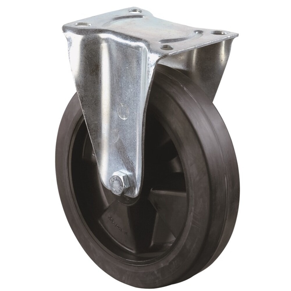 Illustration du produit: BS ROLLEN Roue fixe, en caoutchouc plein, Ø de la roue 100 mm, capacité de charge 140 kg, plaque L104xl80 mm