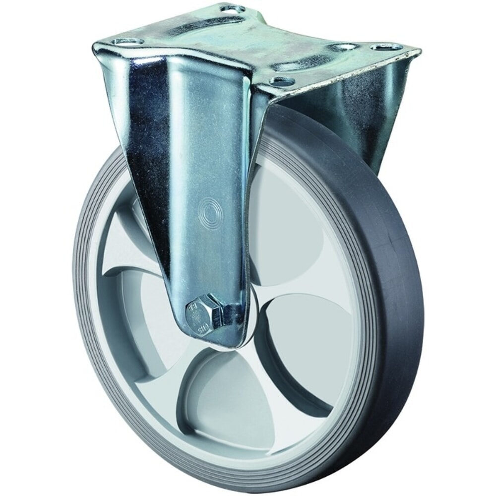 Illustration du produit: BS ROLLEN Roue fixe, thermoplastique, roue Ø 125 mm, capacité de charge 120 kg, plaque L104xl80 mm