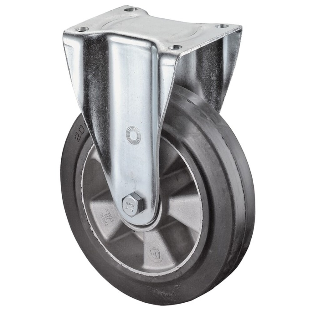 Illustration du produit: BS ROLLEN Roue fixe pour charges lourdes, caoutchouc, roue Ø 125 mm, capacité de charge 200 kg, 105 mm 85 mm
