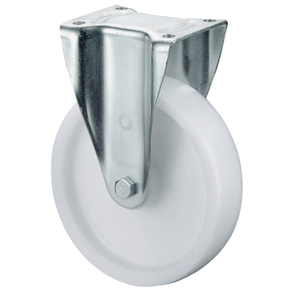 Illustration du produit: BS ROLLEN Roue fixe pour charges lourdes, plastique, roue Ø 100 mm, capacité de charge 350 kg, plaque L105xl85 mm