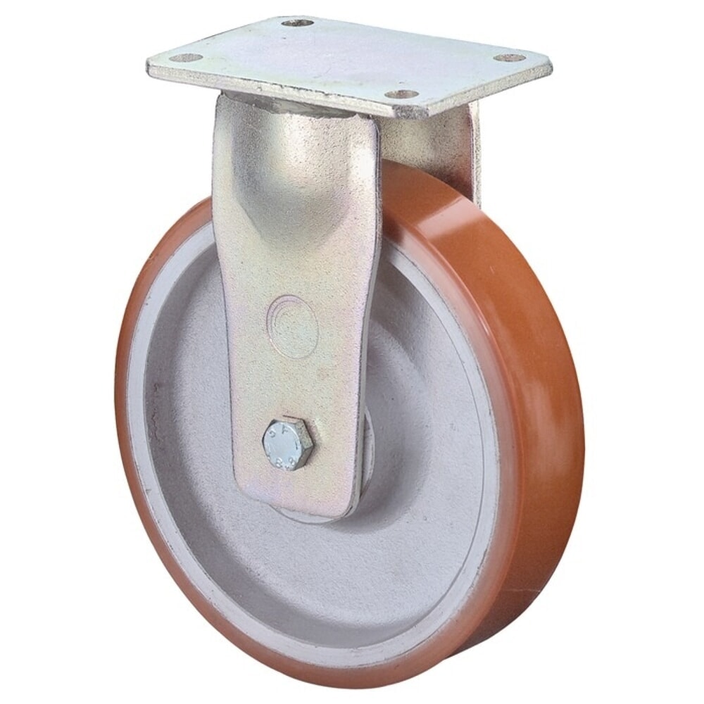 Illustration du produit: BS ROLLEN Roue fixe pour charges lourdes, polyuréthane moulé, Ø de la roue 200 mm, capacité de charge 1 000 kg, plaque L138xl110 mm