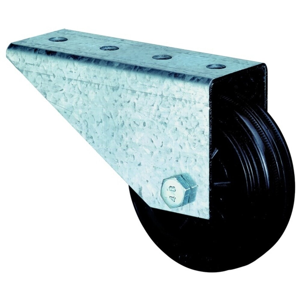 Illustration du produit: BS ROLLEN Roue de porte fixe, avec plaque à visser, roue Ø 80 mm, capacité de charge 50 kg, caoutchouc
