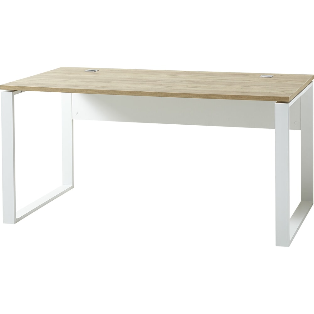 Illustration du produit: Bureau LIONI, avec patins métalliques, 1 170 x 1 200 mm, blanc/noir chêne de Navarre.