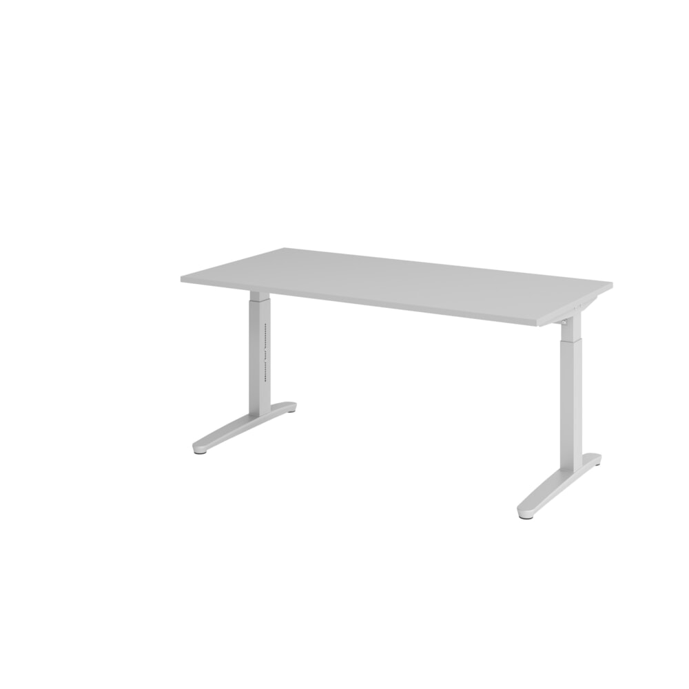 Illustration du produit: Bureau Hammerbacher réglable en hauteur manuellement, pied en C, L x P 1 600 x 800 mm, gris