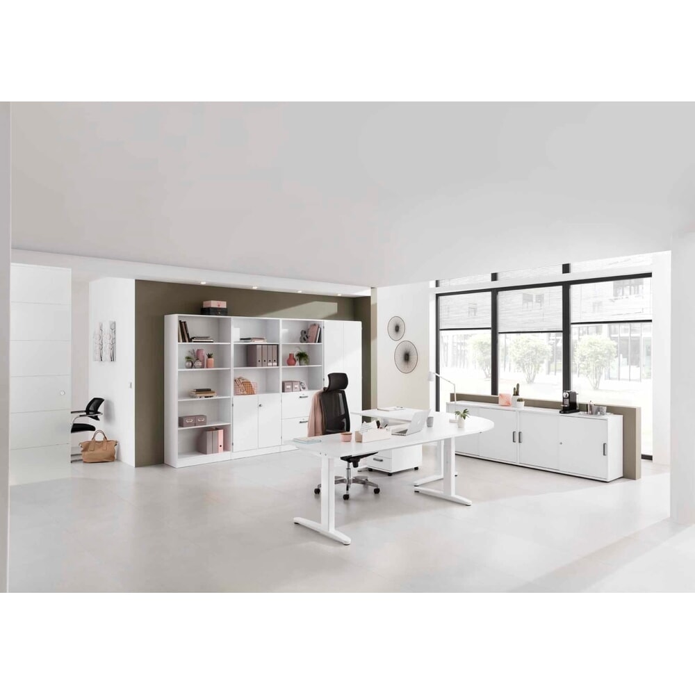 N° de l'image du produit 2 : Bureau Hammerbacher réglable en hauteur manuellement, pied en C, L x P 1 600 x 800 mm, gris