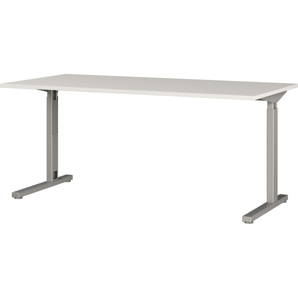 Illustration du produit: Bureau PROFI, 1 600 x 800 mm, réglable en hauteur mécaniquement, gris clair/argenté