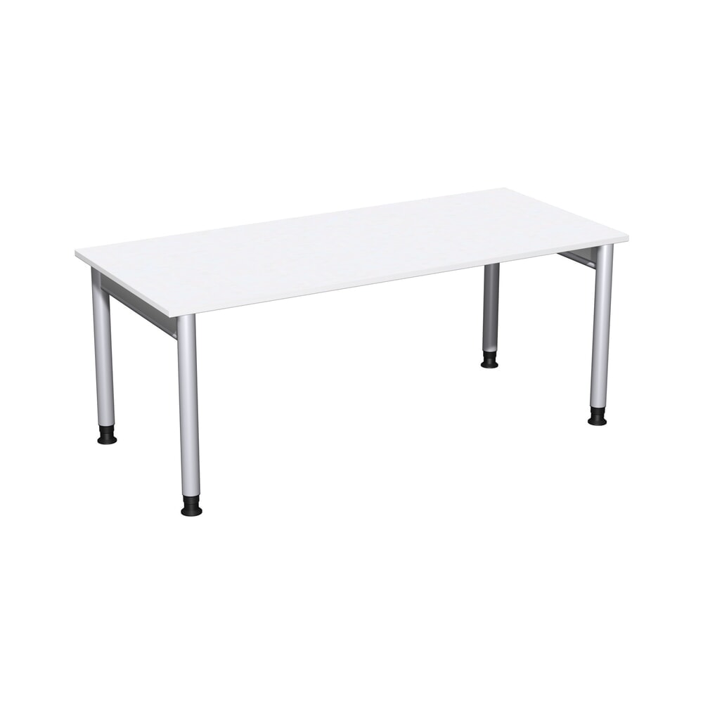 Illustration du produit: Bureau professionnel Geramöbel réglable en hauteur manuellement, bâti à 4 pieds, L x P 1 800 x 800 mm, blanc