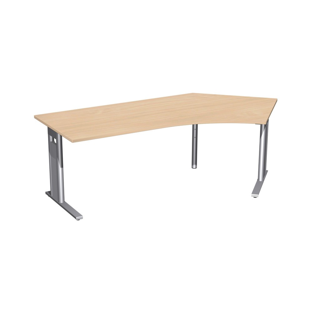 Illustration du produit: Bureau Geramöbel profilé, plateau de table en forme libre 135° à droite, bâti en pied en C, lxP 2 166 x 1 130 mm, hêtre