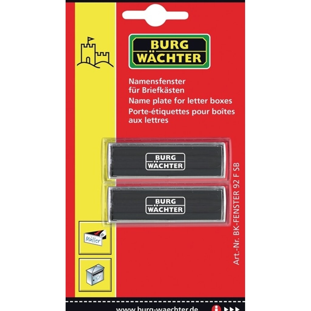 BURG-WÄCHTER Fenêtre de nom de remplacement, toutes les boîtes aux lettres Burg-Wächter Illustration du produit: BURG-WÄCHTER Fenêtre de nom de remplacement, toutes les boîtes aux lettres Burg-Wächter