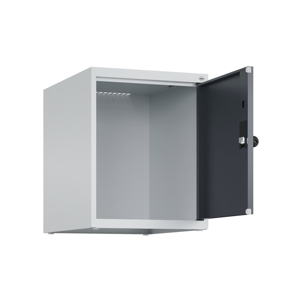 N° de l'image du produit 1 : C+P Aufsatzschrank für Kleiderspind Serie Classic PLUS, 1 Abteil  Breite 400 mm, lichtgrau, anthrazitgrau, für Vorhängeschloss