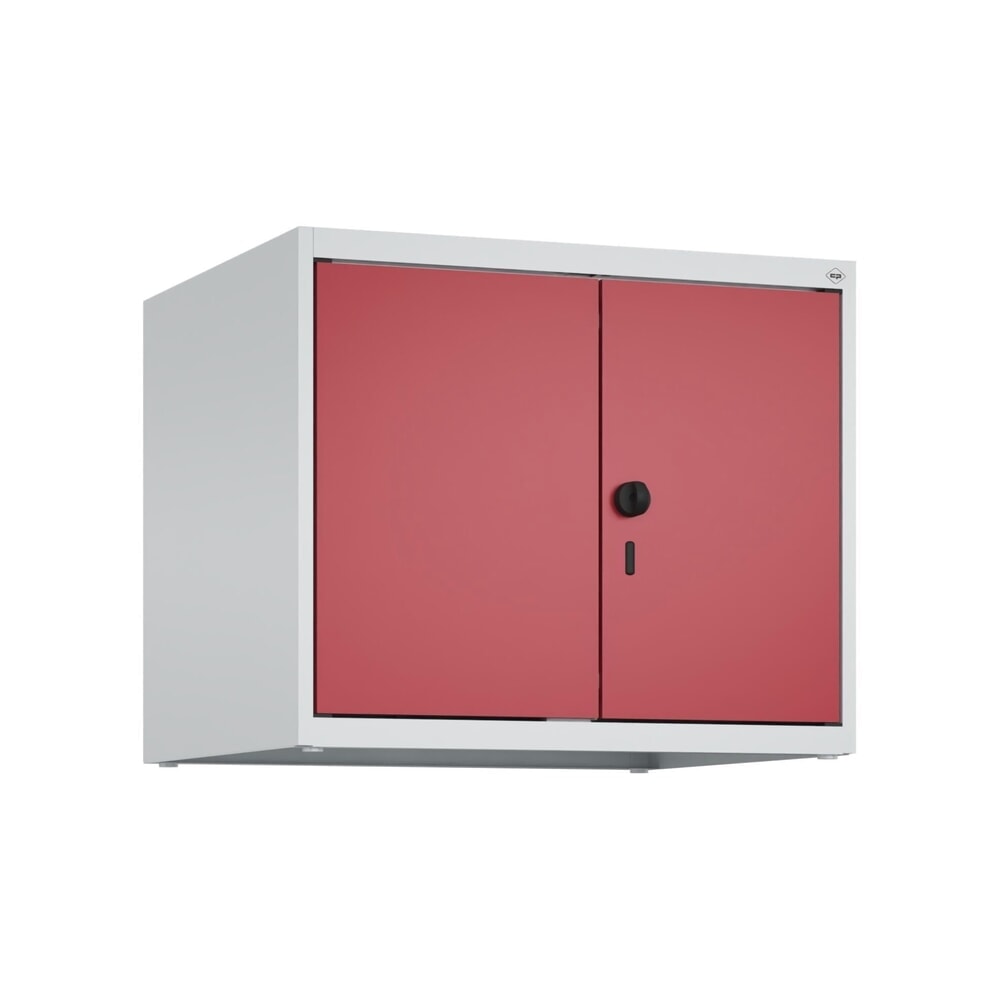 N° de l'image du produit 9 : C+P Aufsatzschrank für Kleiderspind Serie Classic PLUS, 2 Abteile mit Trennwand, Breite 300 mm, lichtgrau, rubinrot, für Vorhängeschloss