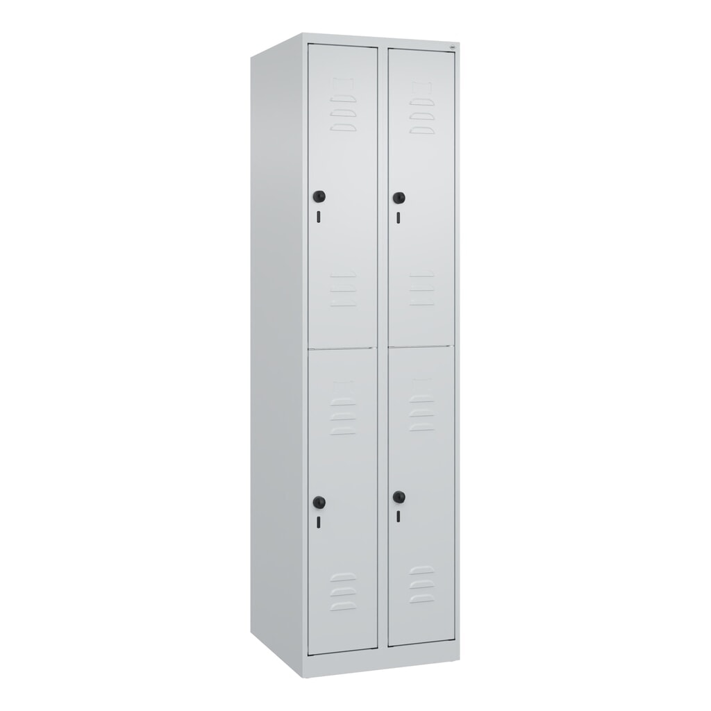 N° de l'image du produit 9 : C+P Doppelstock-Spind Classic PLUS, 2 Abteile, HxBxT 1.850 x 500 x 500 mm, lichtgrau, lichtgrau, für Vorhängeschloss, 4 Fächer