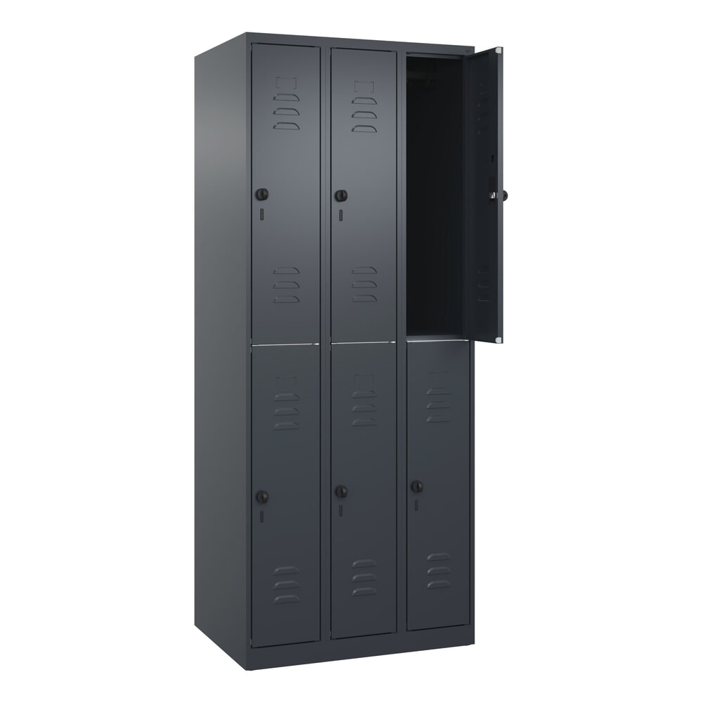 Illustration du produit: C+P Doppelstock-Spind Classic PLUS, 3 Abteile, HxBxT 1.850 x 750 x 500 mm, anthrazitgrau, anthrazitgrau, für Vorhängeschloss, 6 Fächer