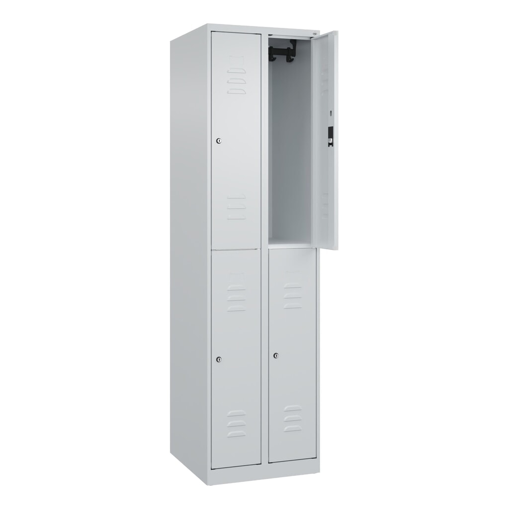 C+P Doppelstock-Spind Classic PLUS, 2 Abteile, HxBxT 1.850 x 500 x 500 mm, lichtgrau, lichtgrau, Zylinderschloss, 4 Fächer N° de l'image du produit 1 : C+P Doppelstock-Spind Classic PLUS, 2 Abteile, HxBxT 1.850 x 500 x 500 mm, lichtgrau, lichtgrau, Zylinderschloss, 4 Fächer