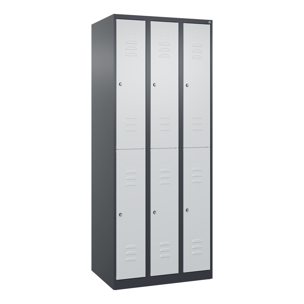 C+P Doppelstock-Spind Classic PLUS, 3 Abteile, HxBxT 1.850 x 750 x 500 mm, anthrazitgrau, lichtgrau, Zylinderschloss, 6 Fächer N° de l'image du produit 9 : C+P Doppelstock-Spind Classic PLUS, 3 Abteile, HxBxT 1.850 x 750 x 500 mm, anthrazitgrau, lichtgrau, Zylinderschloss, 6 Fächer