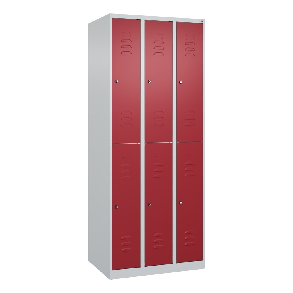 C+P Doppelstock-Spind Classic PLUS, 3 Abteile, HxBxT 1.850 x 750 x 500 mm, lichtgrau, rubinrot, Zylinderschloss, 6 Fächer N° de l'image du produit 9 : C+P Doppelstock-Spind Classic PLUS, 3 Abteile, HxBxT 1.850 x 750 x 500 mm, lichtgrau, rubinrot, Zylinderschloss, 6 Fächer