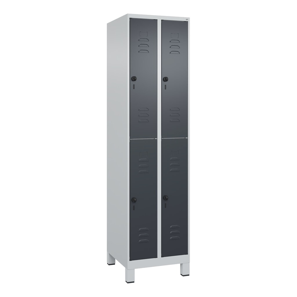 C+P Doppelstock-Spind Classic PLUS, Füße, 2 Abteile, HxBxT 1.950 x 500 x 500 mm, lichtgrau, anthrazitgrau, 4 Fächer, für Vorhängeschloss N° de l'image du produit 9 : C+P Doppelstock-Spind Classic PLUS, Füße, 2 Abteile, HxBxT 1.950 x 500 x 500 mm, lichtgrau, anthrazitgrau, 4 Fächer, für Vorhängeschloss