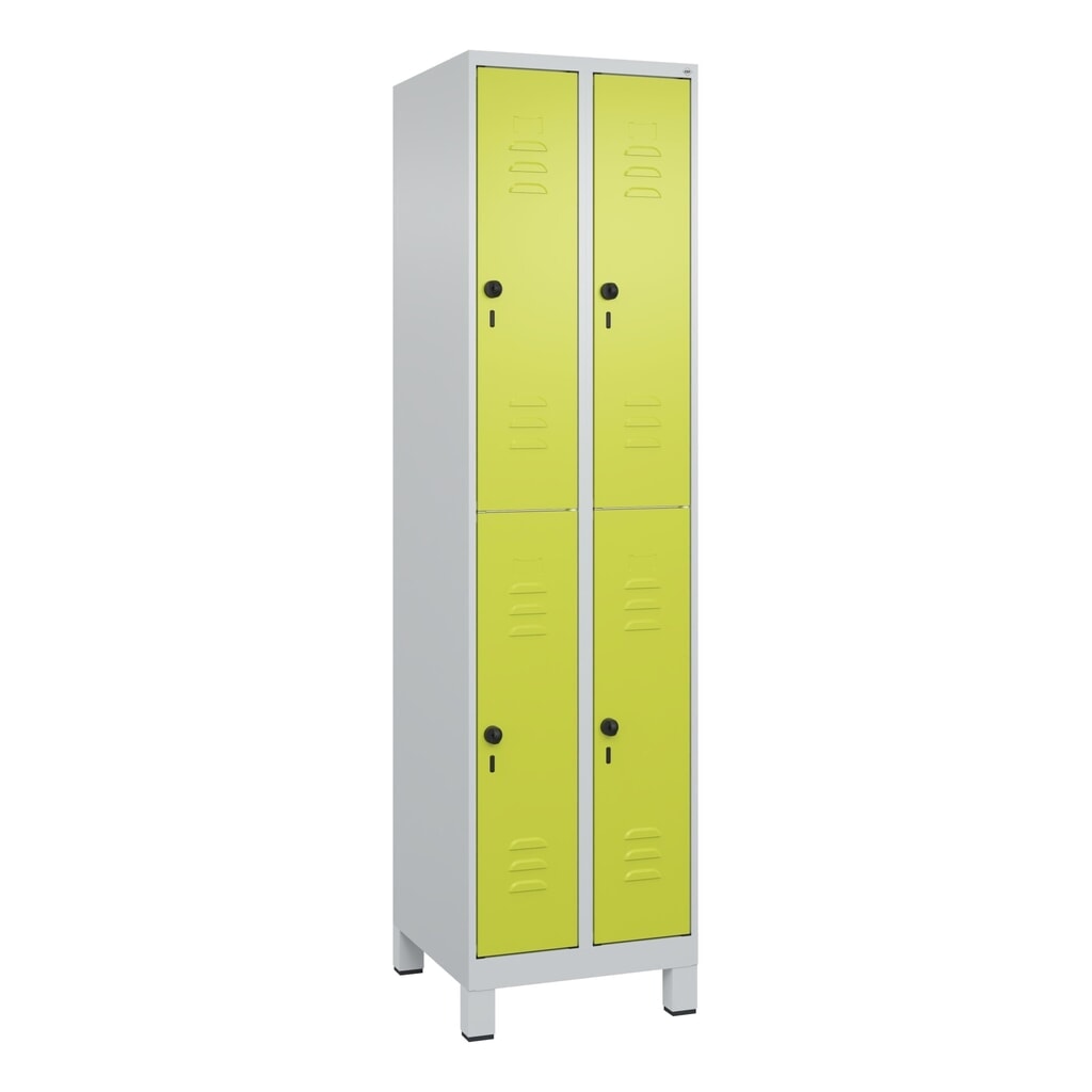 C+P Doppelstock-Spind Classic PLUS, Füße, 2 Abteile, HxBxT 1.950 x 500 x 500 mm, lichtgrau, clowngrün, 4 Fächer, für Vorhängeschloss N° de l'image du produit 9 : C+P Doppelstock-Spind Classic PLUS, Füße, 2 Abteile, HxBxT 1.950 x 500 x 500 mm, lichtgrau, clowngrün, 4 Fächer, für Vorhängeschloss