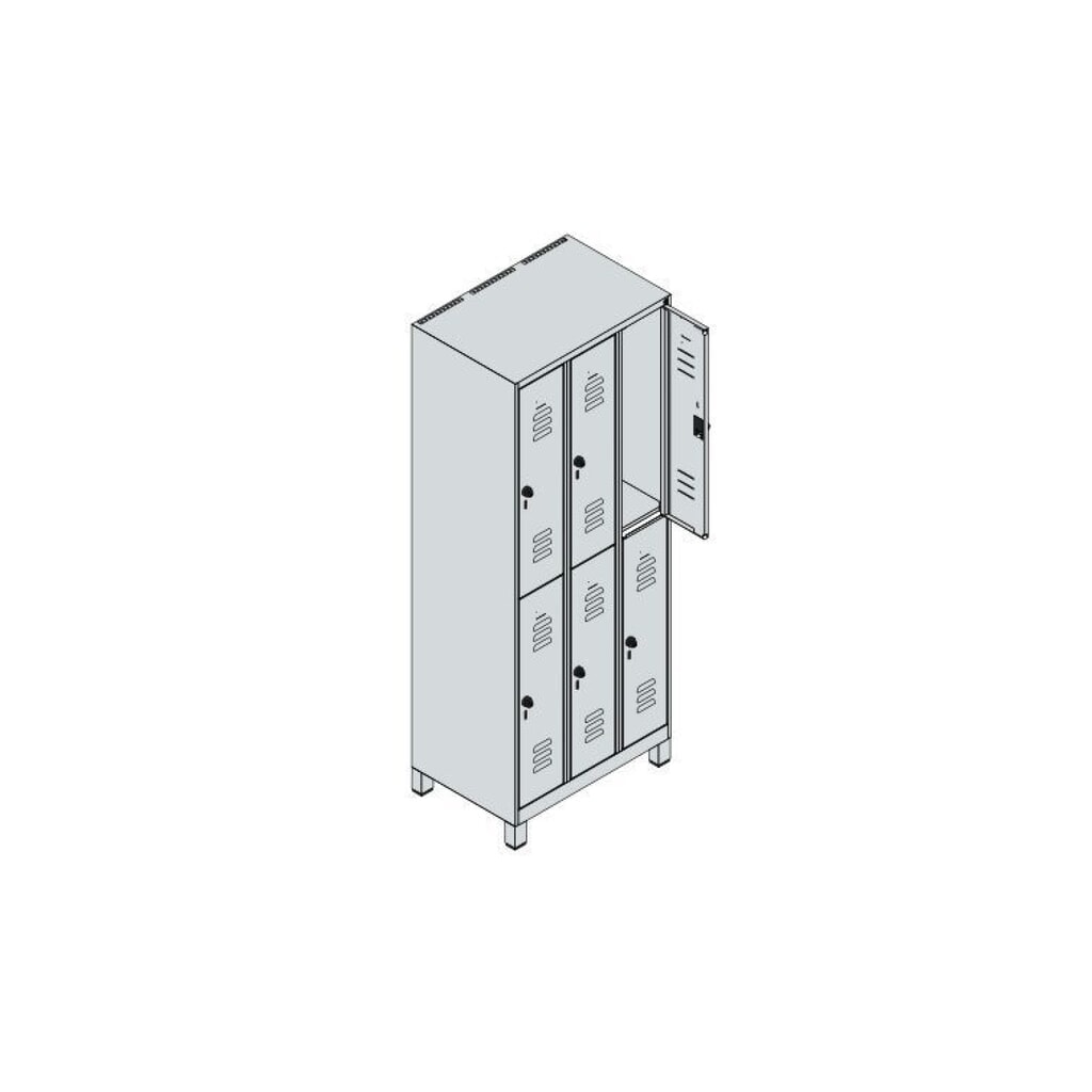 N° de l'image du produit 8 : C+P Doppelstock-Spind Classic PLUS, Füße, 3 Abteile, HxBxT 1.950 x 750 x 500 mm, anthrazitgrau, lichtgrau, 6 Fächer, für Vorhängeschloss
