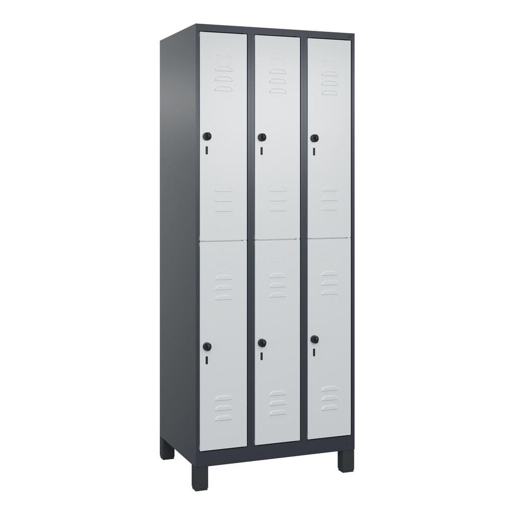 C+P Doppelstock-Spind Classic PLUS, Füße, 3 Abteile, HxBxT 1.950 x 750 x 500 mm, anthrazitgrau, lichtgrau, 6 Fächer, für Vorhängeschloss N° de l'image du produit 9 : C+P Doppelstock-Spind Classic PLUS, Füße, 3 Abteile, HxBxT 1.950 x 750 x 500 mm, anthrazitgrau, lichtgrau, 6 Fächer, für Vorhängeschloss