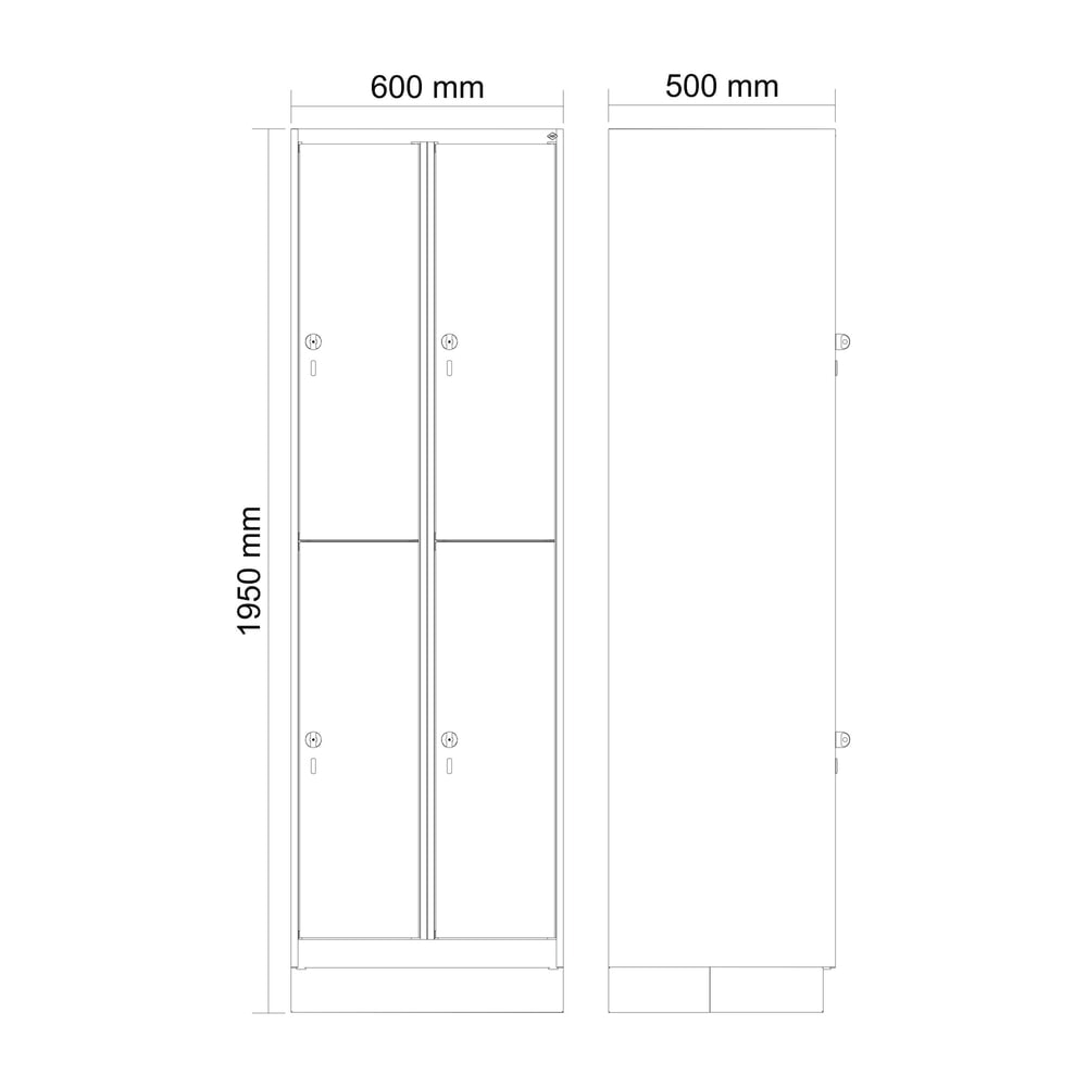 N° de l'image du produit 8 : C+P Doppelstock-Spind Classic PLUS, Sockel, 2 Abteile, HxBxT 1.950 x 600 x 500 mm, lichtgrau, enzianblau, 4 Fächer, für Vorhängeschloss