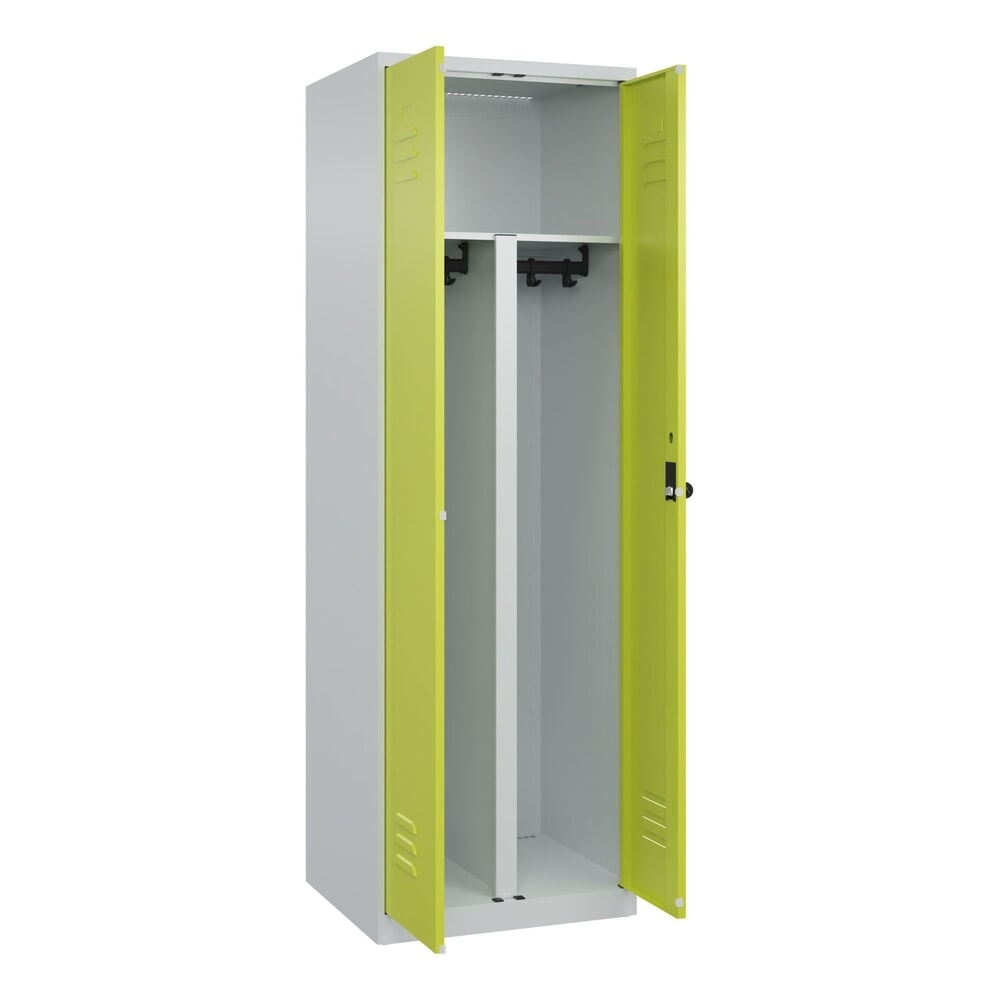 N° de l'image du produit 1 : C+P PSA Doppel-Spind Classic PLUS, 2 Abteile, HxBxT 1.850 x 600 x 500 mm, lichtgrau, clowngrün, für Vorhängeschloss