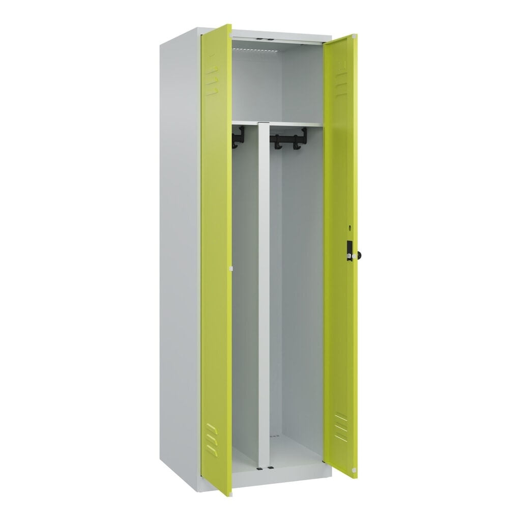C+P PSA Doppel-Spind Classic PLUS, 2 Abteile, HxBxT 1.850 x 600 x 500 mm, lichtgrau, clowngrün, für Vorhängeschloss Illustration du produit: C+P PSA Doppel-Spind Classic PLUS, 2 Abteile, HxBxT 1.850 x 600 x 500 mm, lichtgrau, clowngrün, für Vorhängeschloss