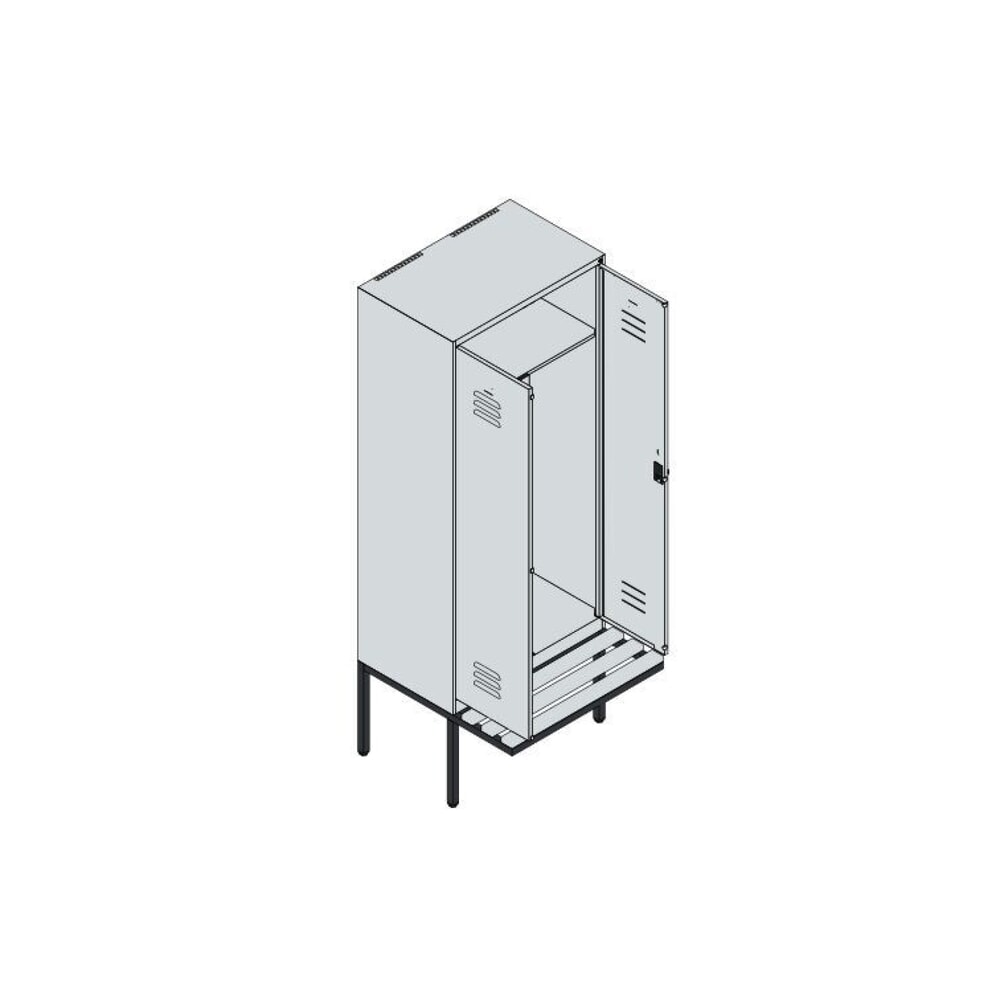 N° de l'image du produit 8 : C+P PSA Doppel-Spind Classic PLUS, 2 Abteile, HxBxT 2.120 x 800 x 815 mm, für Vorhängeschloss, auskragende Bank aus Buche, lichtgrau, enzianblau
