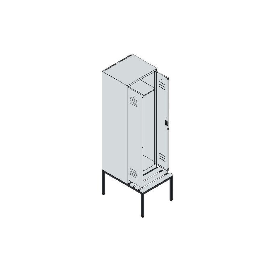 C+P PSA Doppel-Spind Classic PLUS, 2 Abteile, HxBxT 2.120 x 600 x 815 mm, für Vorhängeschloss, untergebaute Bank aus Buche, lichtgrau, rubinrot N° de l'image du produit 9 : C+P PSA Doppel-Spind Classic PLUS, 2 Abteile, HxBxT 2.120 x 600 x 815 mm, für Vorhängeschloss, untergebaute Bank aus Buche, lichtgrau, rubinrot