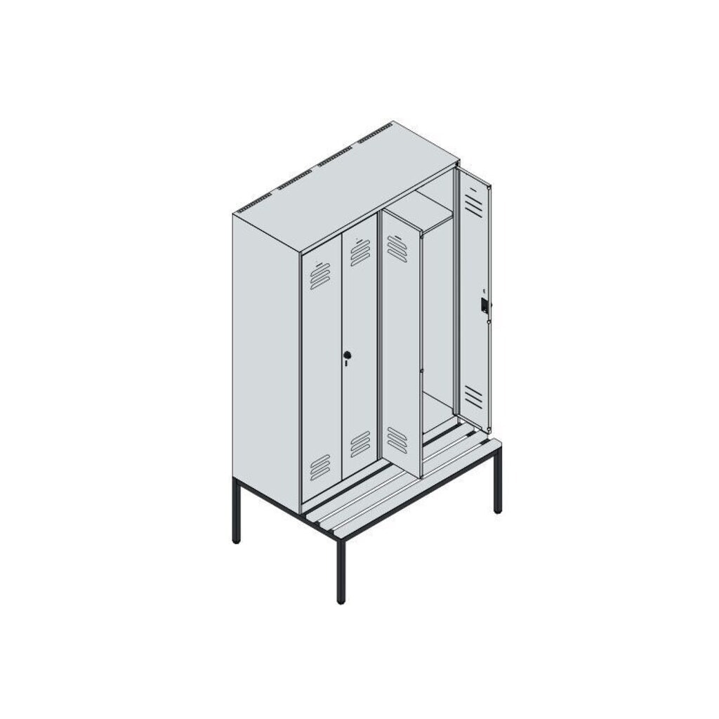 C+P PSA Doppel-Spind Classic PLUS, 4 Abteile, HxBxT 2.120 x 1.200 x 815 mm, für Vorhängeschloss, untergebaute Bank aus Kunststoff, anthrazitgrau, anthrazitgrau N° de l'image du produit 8 : C+P PSA Doppel-Spind Classic PLUS, 4 Abteile, HxBxT 2.120 x 1.200 x 815 mm, für Vorhängeschloss, untergebaute Bank aus Kunststoff, anthrazitgrau, anthrazitgrau