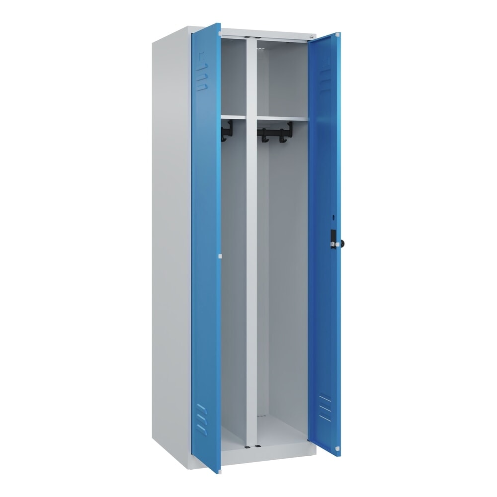 N° de l'image du produit 1 : C+P Schwarz-Weiß-Spind Classic PLUS, 2 Abteile, HxBxT 1.850 x 600 x 500 mm, lichtgrau, lichtblau, für Vorhängeschloss