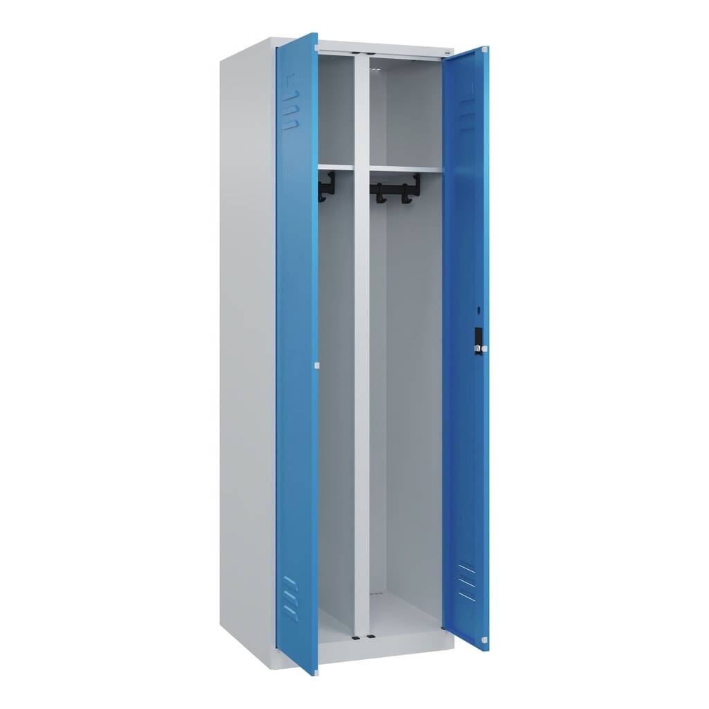 Illustration du produit: C+P Schwarz-Weiß-Spind Classic PLUS, 2 Abteile, HxBxT 1.850 x 600 x 500 mm, lichtgrau, lichtblau, Zylinderschloss
